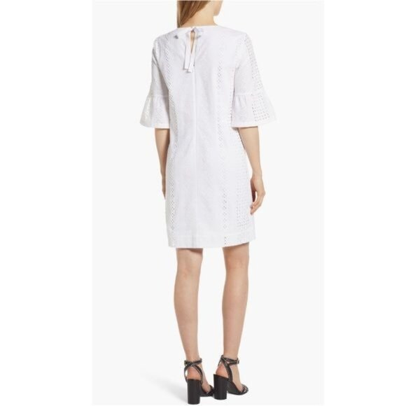 New J.Crew Flutter Sleeve Eyelet Dress in White Size 12 - Picture 4 of 14